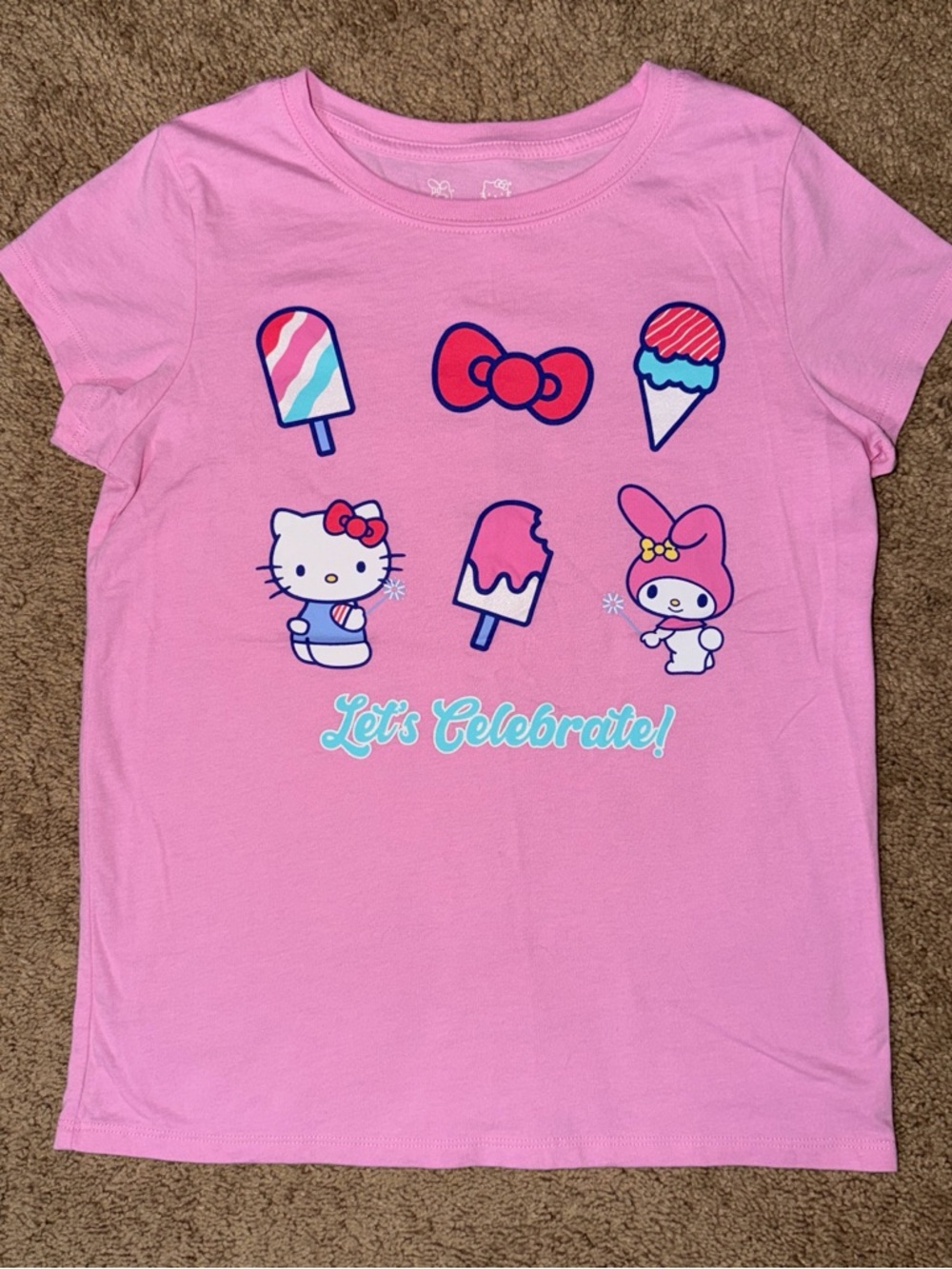 Hello Kitty Pink Graphic Tee Size 10/12 Kids - Summer & 4th of July vibes